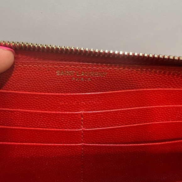 Yves Saint Laurent Red Caviar Leather Wallet - Picture 8 of 12
